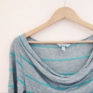 NWOT Striped Jersey Cowl Neck Dress in Gray | Size M